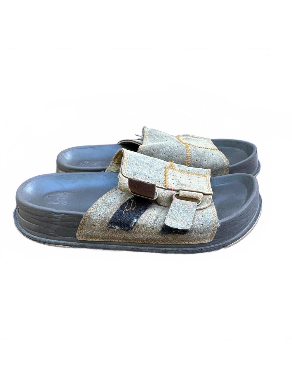 Kuailu Men's Beige and Brown Suede Adjustable Strap Sandals - Size Other